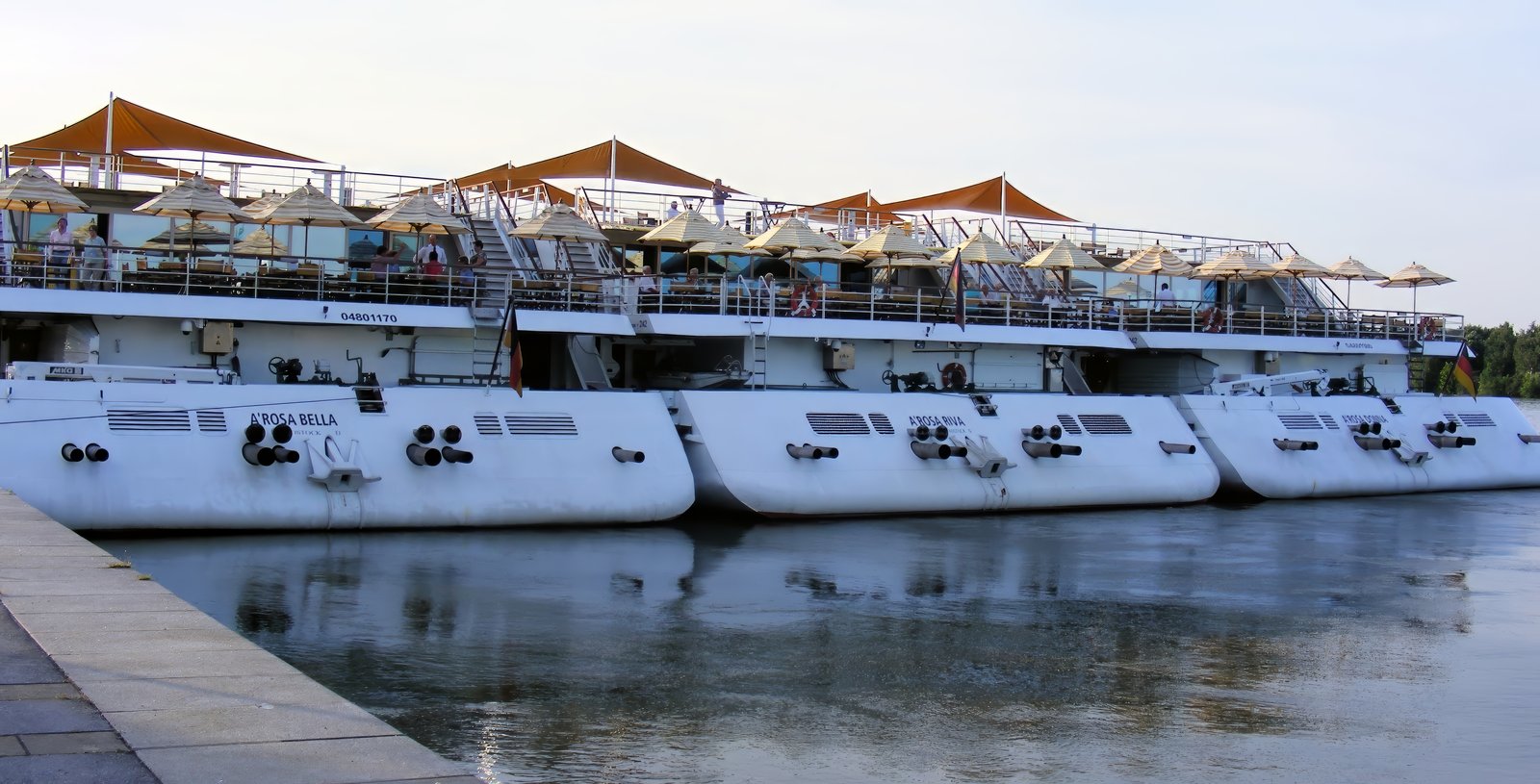 Arosa river cruise ships moored on the Danube