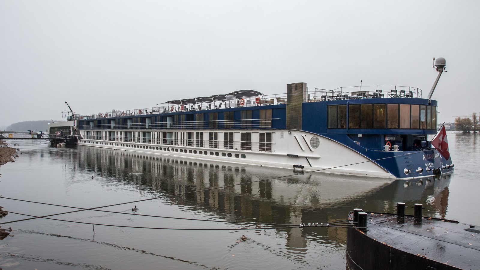 AmaVenita river cruise boat in the Rhine gorge at Rudesheim