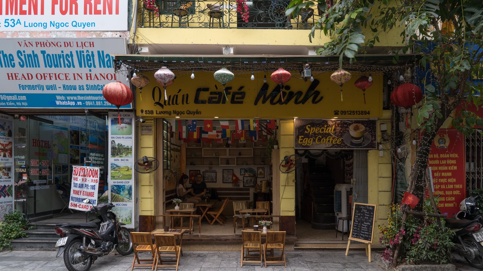 A street-side cafe in Hanoi's Old Quarter