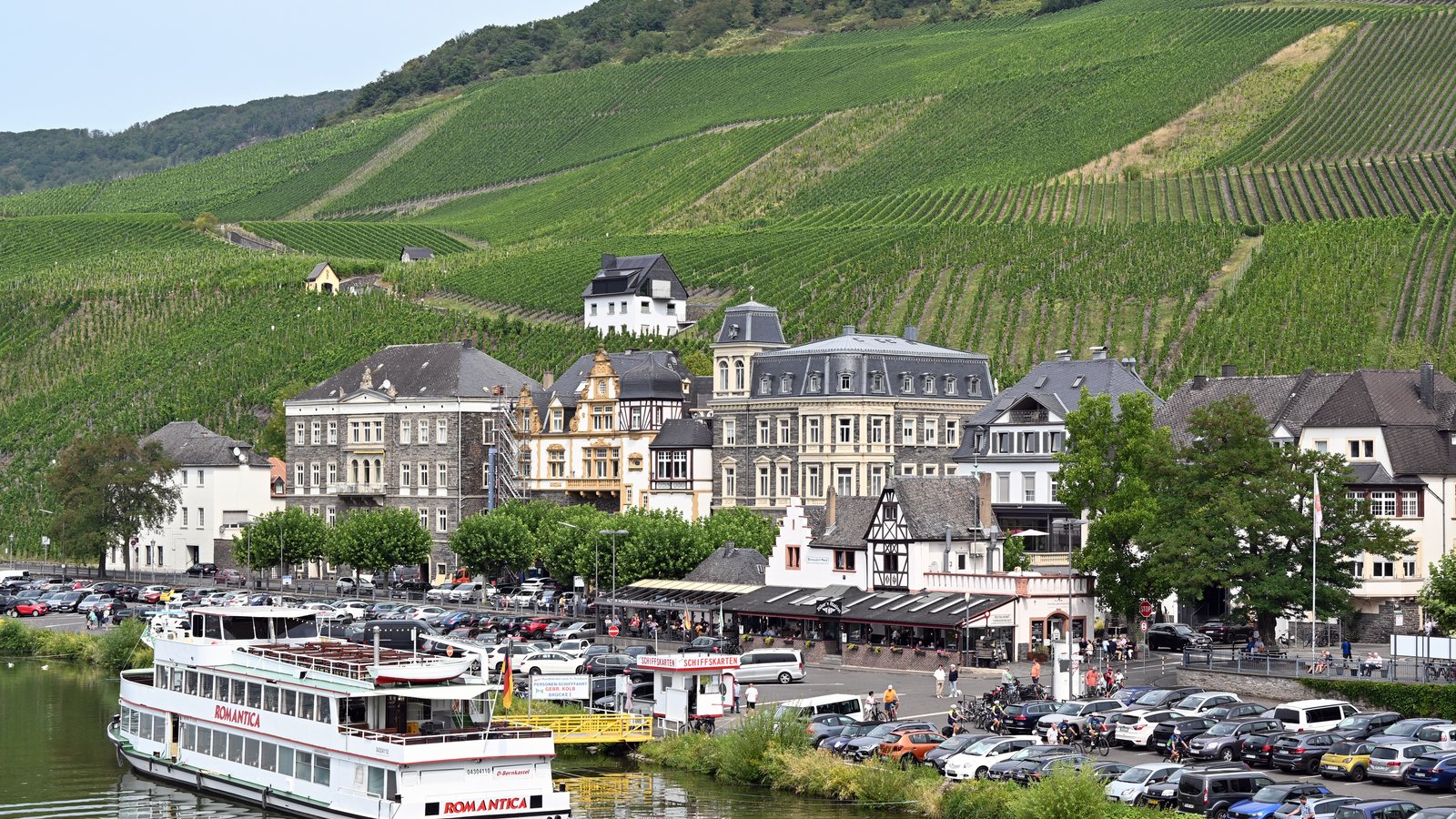 View of Bernkastel-Kues on the Mosel river