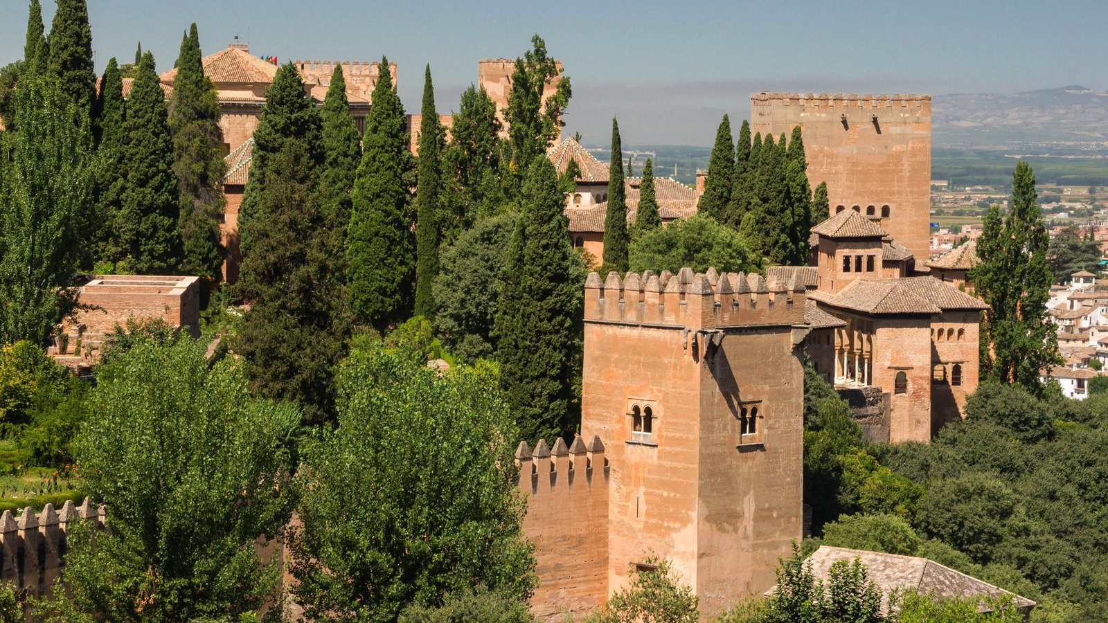View from the Generalife gardens toward the Alhambra