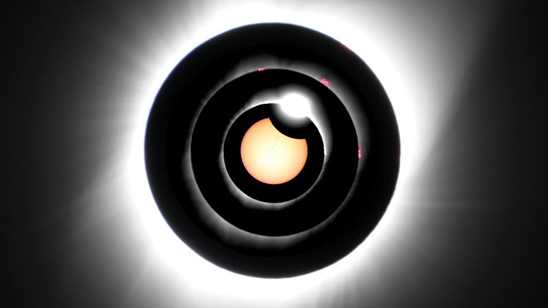 Composite of corona, prominences, diamond ring during 2017 total solar eclipse