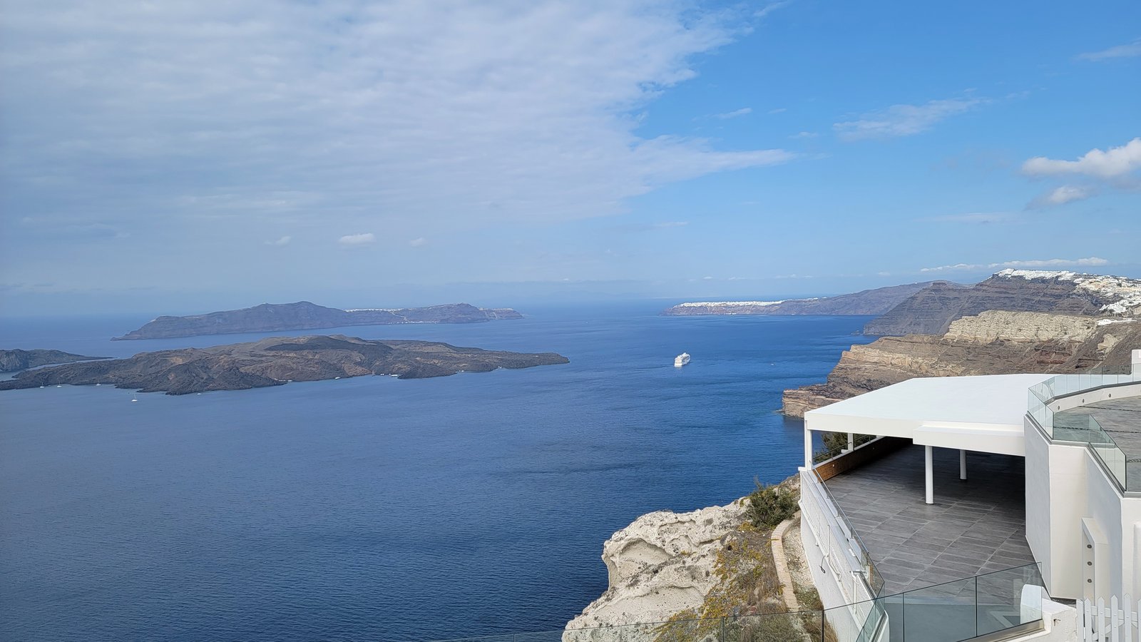 Caldera view from the terrace of Santo Wines, Santorini